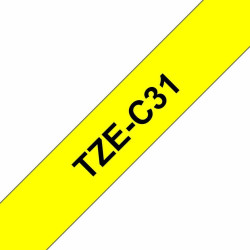 Brother TZe-C31 yellow writing tape, 12 mm, black on yellow Reference: TZEC31