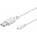 Micro Connect USB A to USB Micro B, Version 2.0, White, White, 0.6m Reference: USBABMICRO0,60W