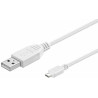 Micro Connect USB A to USB Micro B, Version 2.0, White, White, 0.6m Reference: USBABMICRO0,60W