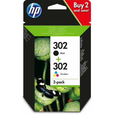 HP Inc. 302 Black Color Cyan, Magenta, Yellow Ink X4D37AE